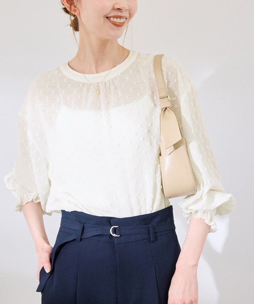 ROPE' PICNIC（ロペピクニック）の「袖コンシャスドットシアーブラウス（シャツ/ブラウス・レディース・オフホワイト/ブラック・38）」の14枚目の写真