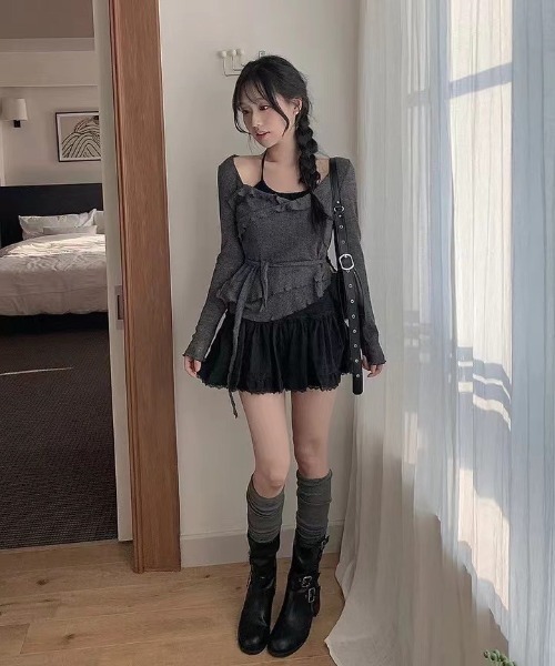 UP START（アップスタート）の「【LAMPOON】レイヤードフリルニットソー（ニット/セーター・レディース・ホワイト/グレー/ベージュ・FREE）」の20枚目の写真