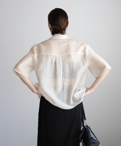 select MOCA（セレクトモカ）の「シアーストライプショートシャツ（シャツ/ブラウス・レディース・アイボリー/ベージュ・FREE）」の10枚目の写真