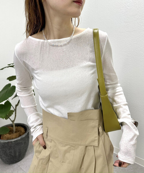 mystic（ミスティック）の「newシアーロングTシャツ（Tシャツ/カットソー・レディース・ベージュ/ピンク/オフホワイト/ブラック/ピンク系その他2/ブルー/イエロー・FREE）」の8枚目の写真