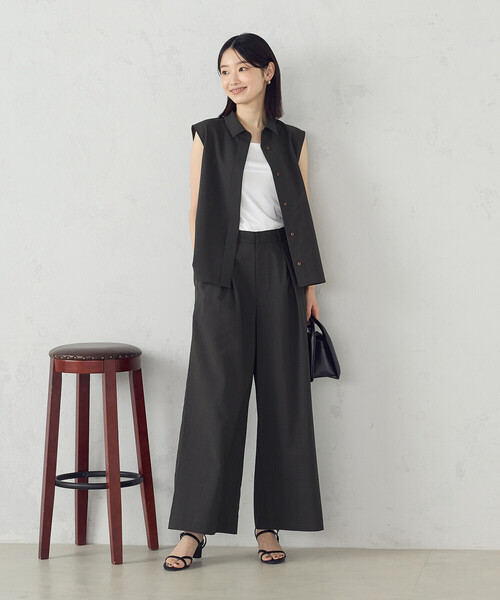 COMME CA ISM(コムサイズム)の「【セットアップ対応】ノースリーブシャツ(シャツ/ブラウス・レディース・チャコール/ベージュ・MEDIUM/LARGE)」の6枚目の写真