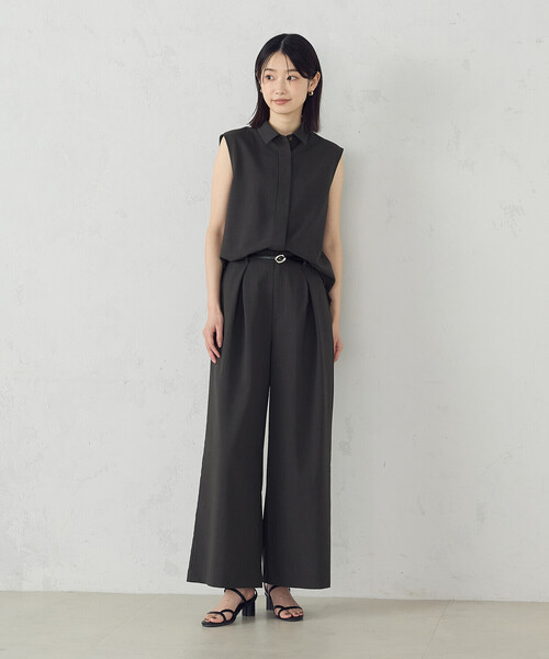 COMME CA ISM(コムサイズム)の「【セットアップ対応】ノースリーブシャツ(シャツ/ブラウス・レディース・チャコール/ベージュ・MEDIUM/LARGE)」の8枚目の写真