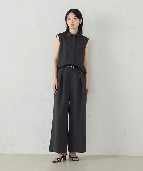 COMME CA ISM(コムサイズム)の「【セットアップ対応】ノースリーブシャツ(シャツ/ブラウス・レディース・チャコール/ベージュ・MEDIUM/LARGE)」の9枚目の写真