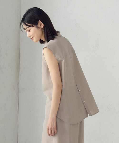 COMME CA ISM(コムサイズム)の「【セットアップ対応】ノースリーブシャツ(シャツ/ブラウス・レディース・チャコール/ベージュ・MEDIUM/LARGE)」の16枚目の写真