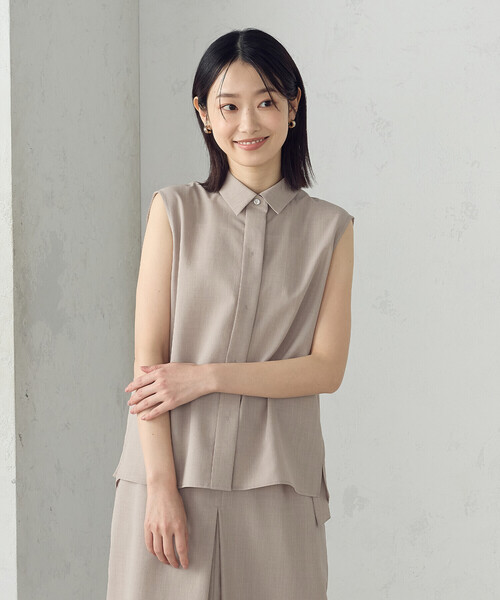 COMME CA ISM(コムサイズム)の「【セットアップ対応】ノースリーブシャツ(シャツ/ブラウス・レディース・チャコール/ベージュ・MEDIUM/LARGE)」の15枚目の写真