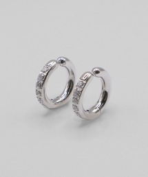 〈VATSURICA〉金属アレルギー対応 / サージカルステンレス / キュービックジルコニア フープ ワンタッチイヤリング