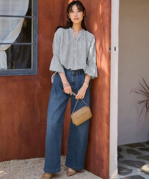 23区 S(ニジュウサンクチイサイサイズ)の「【洗える】LIBECO タックスリーブ シャツ(シャツ/ブラウス・レディース・ダークブラウン系1/ベージュ系/ダークグリーン系1/ネイビー系/ふじ色系1/ローズ系/オレンジ系1/ホワイト系・32)」の20枚目の写真
