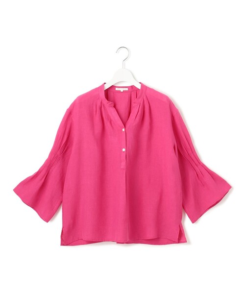 23区 S(ニジュウサンクチイサイサイズ)の「【洗える】LIBECO タックスリーブ シャツ(シャツ/ブラウス・レディース・ダークブラウン系1/ベージュ系/ダークグリーン系1/ネイビー系/ふじ色系1/ローズ系/オレンジ系1/ホワイト系・32)」の10枚目の写真