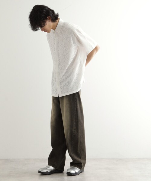 tk.TAKEO KIKUCHI（ティーケータケオキクチ）の「ボタニカルレースシャツ（シャツ/ブラウス・メンズ・ブラック/ネイビー/ホワイト・02/03/04）」の6枚目の写真