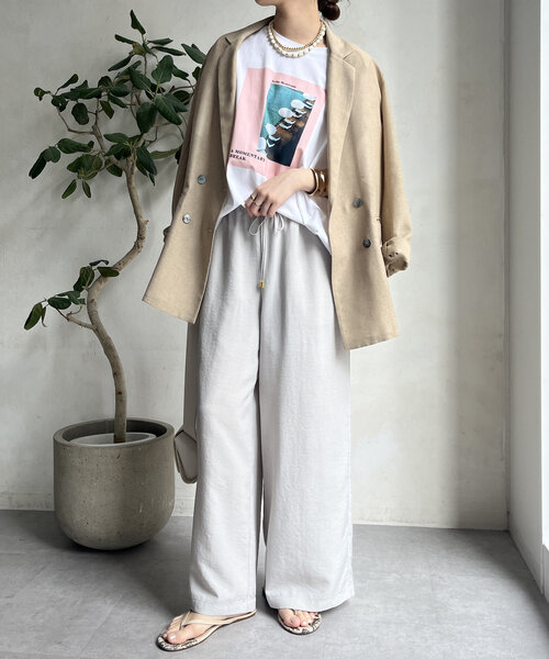 DouDou（ドゥドゥ）の「【WEB限定】タンブラーブッチャーイージーパンツ（その他パンツ・レディース・サックスブルー/ライトグレー/ネイビー/ブラウン・FREE）」の5枚目の写真