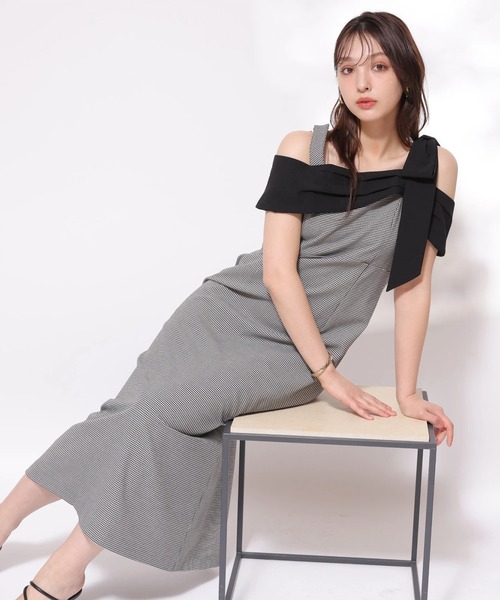 新品★Rirandture★袖リボンオフショルレースドッキングワンピース Rirandture（リランドチュール）の「リボンオフショルワンピース