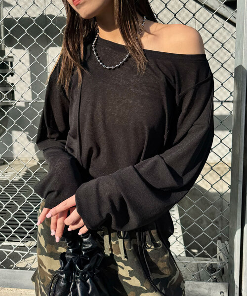 CIAOPANIC(チャオパニック)の「チョーカー付きガーターシアートップス(Tシャツ/カットソー・レディース・ブルー/ホワイト/ブラック/ライム/ピンク・ONE SIZE)」の8枚目の写真