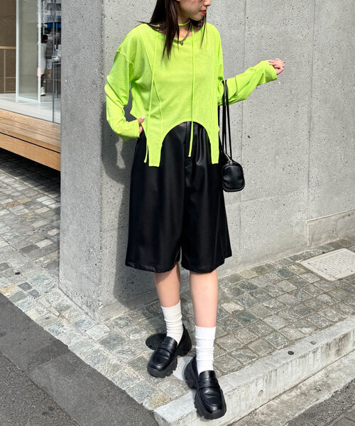 CIAOPANIC(チャオパニック)の「チョーカー付きガーターシアートップス(Tシャツ/カットソー・レディース・ブルー/ホワイト/ブラック/ライム/ピンク・ONE SIZE)」の19枚目の写真