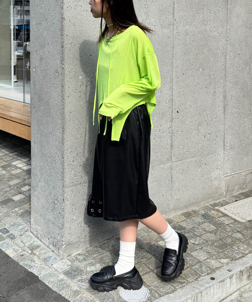 CIAOPANIC(チャオパニック)の「チョーカー付きガーターシアートップス(Tシャツ/カットソー・レディース・ブルー/ホワイト/ブラック/ライム/ピンク・ONE SIZE)」の20枚目の写真