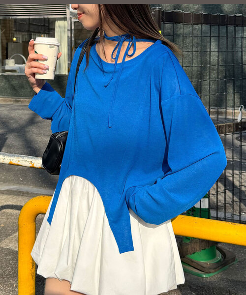 CIAOPANIC(チャオパニック)の「チョーカー付きガーターシアートップス(Tシャツ/カットソー・レディース・ブルー/ホワイト/ブラック/ライム/ピンク・ONE SIZE)」の22枚目の写真
