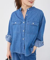 le.coeur blanc | 《軽い素材》スタンドネックパールボタンシャツ(シャツ/ブラウス)