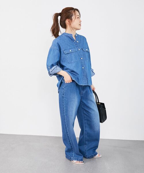 le.coeur blanc（ルクールブラン）の「《軽い素材》スタンドネックパールボタンシャツ（シャツ/ブラウス・レディース・ブルー/サックスブルー・38）」の10枚目の写真