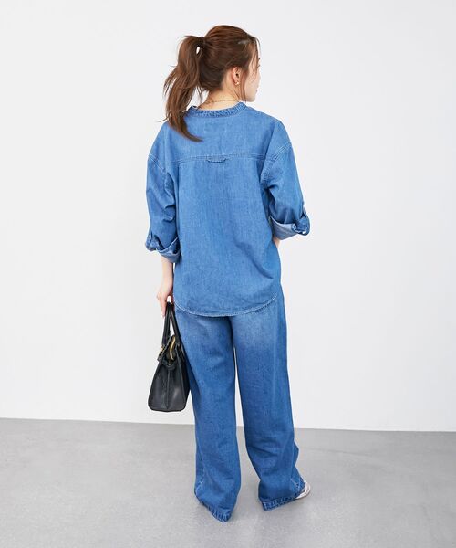 le.coeur blanc（ルクールブラン）の「《軽い素材》スタンドネックパールボタンシャツ（シャツ/ブラウス・レディース・ブルー/サックスブルー・38）」の11枚目の写真