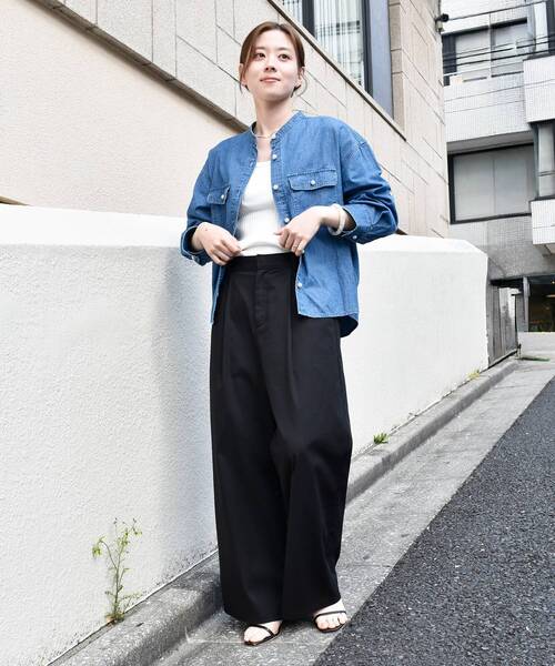 le.coeur blanc（ルクールブラン）の「《軽い素材》スタンドネックパールボタンシャツ（シャツ/ブラウス・レディース・ブルー/サックスブルー・38）」の15枚目の写真