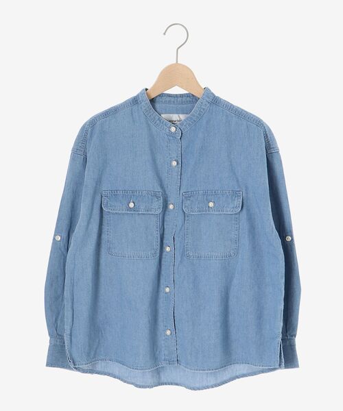 le.coeur blanc（ルクールブラン）の「《軽い素材》スタンドネックパールボタンシャツ（シャツ/ブラウス・レディース・ブルー/サックスブルー・38）」の19枚目の写真