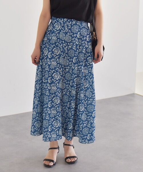 カランシエル（quaranciel）/quaranciel:〈洗濯機可能〉フラワー プリント マーメイド ロング スカート セール】quaranciel:〈洗濯機可能〉フラワー プリント マーメイド