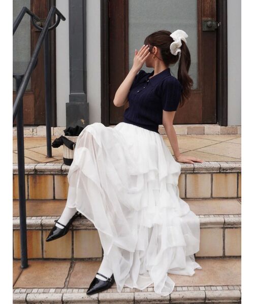 dazzlin（ダズリン）の「ランダムタックバルーンスカート（スカート・レディース・オフホワイト/ブラック/ネイビー・MEDIUM/SMALL）」の11枚目の写真