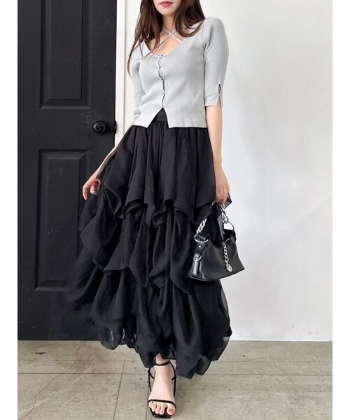 dazzlin（ダズリン）の「ランダムタックバルーンスカート（スカート・レディース・オフホワイト/ブラック/ネイビー・MEDIUM/SMALL）」の18枚目の写真