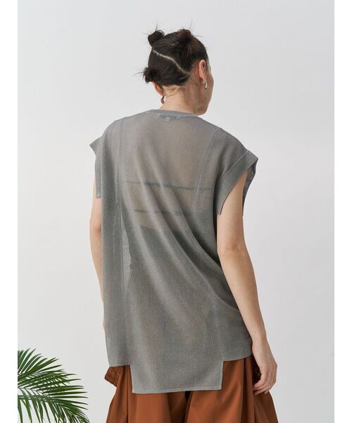 SHEER SLEEVELESS KT TOP / シアースリーブレスニットトップ