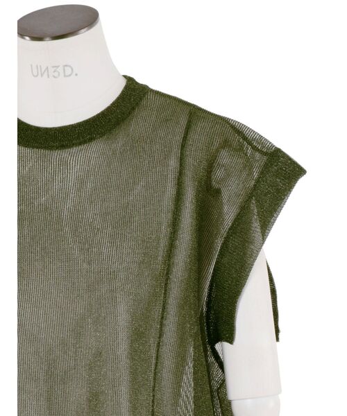 UN3D.（アンスリード）の「SHEER SLEEVELESS KT TOP / シアースリーブレスニットトップ（ニット/セーター・レディース・ホワイト/グレー/ブラック/カーキ・FREE）」の15枚目の写真