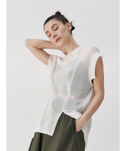 UN3D.（アンスリード）の「SHEER SLEEVELESS KT TOP / シアースリーブレスニットトップ（ニット/セーター・レディース・ホワイト/グレー/ブラック/カーキ・FREE）」の19枚目の写真
