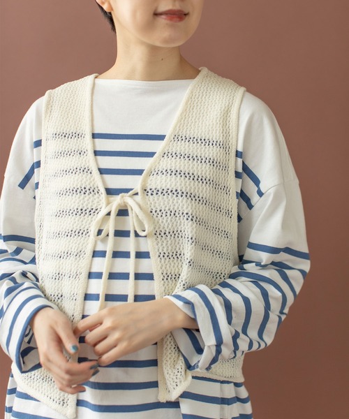 PAR ICI（パーリッシィ）の「LOOP YARN リボンベスト（ベスト・レディース・ホワイト・FREE）」の17枚目の写真