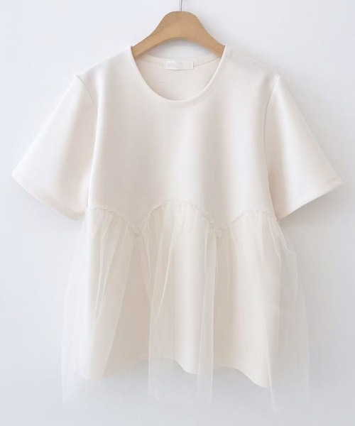 Lace Ladies(レースレディース)の「チュール ペプラム 半袖 クルーネック Tシャツ(Tシャツ/カットソー・レディース・ホワイト/ブラック・FREE)」の8枚目の写真