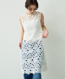 Clum（クルム）の「Flower design sheer sleeveless dress / フラワーデザインシアーノースリーブワンピース（ワンピース）」