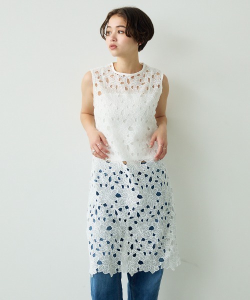 Clum(クルム)の「Flower design sheer sleeveless dress / フラワーデザインシアーノースリーブワンピース(ワンピース・レディース・ホワイト・FREE)」の18枚目の写真