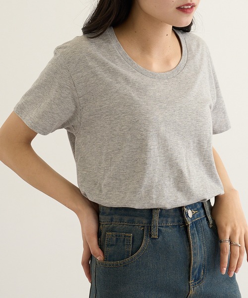 TRUSS(トラス)の「【TRUSS】スリムフィット UネックTシャツ SFU-114(Tシャツ/カットソー・レディース・ホワイト/グレー/ブラック/オフホワイト/イエロー/ピンク/スカイブルー・S/M/L)」の4枚目の写真