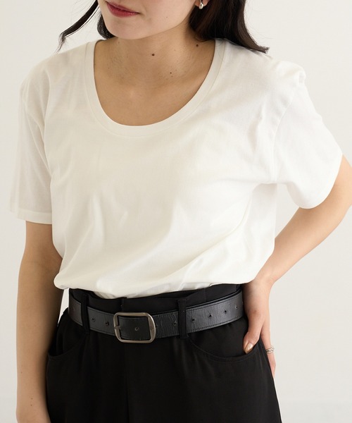 TRUSS(トラス)の「【TRUSS】スリムフィット UネックTシャツ SFU-114(Tシャツ/カットソー・レディース・ホワイト/グレー/ブラック/オフホワイト/イエロー/ピンク/スカイブルー・S/M/L)」の8枚目の写真