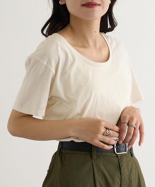 TRUSS(トラス)の「【TRUSS】スリムフィット UネックTシャツ SFU-114(Tシャツ/カットソー・レディース・ホワイト/グレー/ブラック/オフホワイト/イエロー/ピンク/スカイブルー・S/M/L)」の15枚目の写真