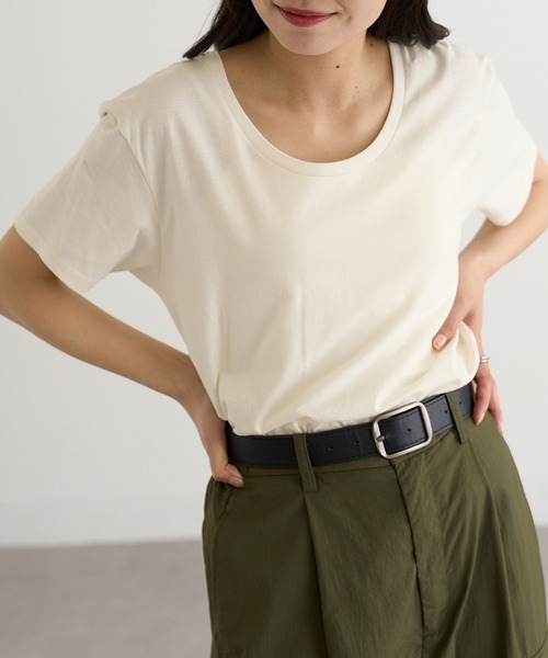 TRUSS(トラス)の「【TRUSS】スリムフィット UネックTシャツ SFU-114(Tシャツ/カットソー・レディース・ホワイト/グレー/ブラック/オフホワイト/イエロー/ピンク/スカイブルー・S/M/L)」の13枚目の写真