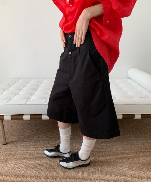 lohen ローヘン　ダブルウェストハーフパンツ　36 新品同様 LONSLAN】ダブルウエストハーフパンツ LONW25s049-ファッション