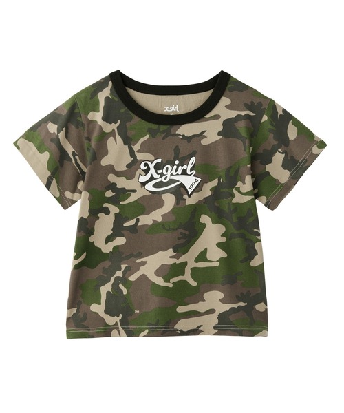 X-girl（エックスガール）の「CURSIVE LOGO CAMO S/S BABY TEE（Tシャツ/カットソー・レディース・カモフラージュ/ピンク・M/S）」の11枚目の写真