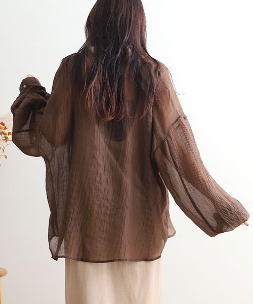 NOAHL（ノアル）の「【NOAHL】シアーボリュームシャツ（シャツ/ブラウス・レディース・グレイッシュベージュ/オリーブ/ピンク/ブラウン/ベージュ/マスタード/アイボリー・S/FREE）」の16枚目の写真