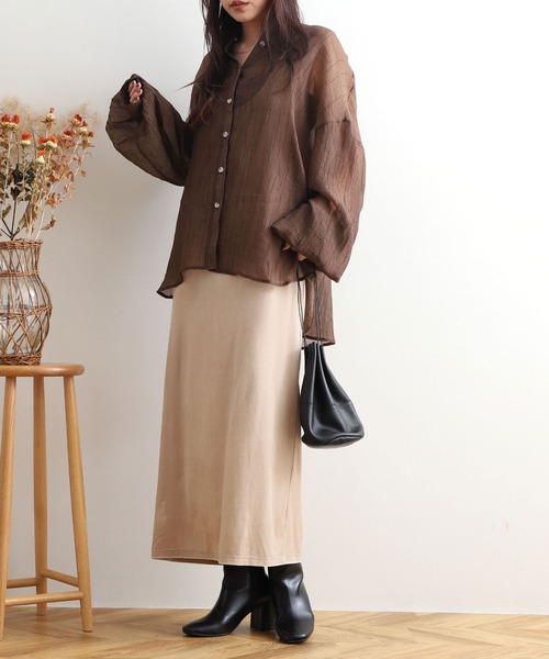 NOAHL（ノアル）の「【NOAHL】シアーボリュームシャツ（シャツ/ブラウス・レディース・グレイッシュベージュ/オリーブ/ピンク/ブラウン/ベージュ/マスタード/アイボリー・S/FREE）」の18枚目の写真