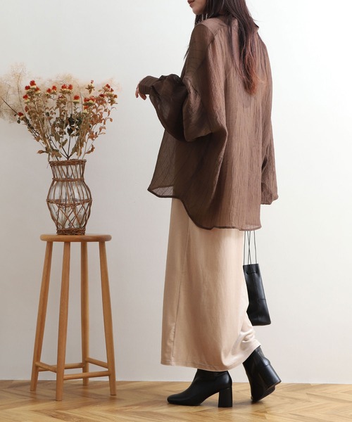 NOAHL（ノアル）の「【NOAHL】シアーボリュームシャツ（シャツ/ブラウス・レディース・グレイッシュベージュ/オリーブ/ピンク/ブラウン/ベージュ/マスタード/アイボリー・S/FREE）」の22枚目の写真