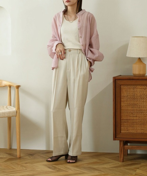 NOAHL（ノアル）の「【NOAHL】シアーボリュームシャツ（シャツ/ブラウス・レディース・グレイッシュベージュ/オリーブ/ピンク/ブラウン/ベージュ/マスタード/アイボリー・S/FREE）」の10枚目の写真