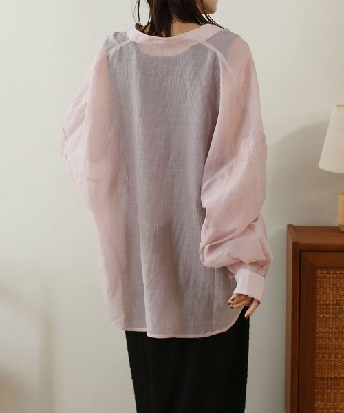 NOAHL（ノアル）の「【NOAHL】シアーボリュームシャツ（シャツ/ブラウス・レディース・グレイッシュベージュ/オリーブ/ピンク/ブラウン/ベージュ/マスタード/アイボリー・S/FREE）」の12枚目の写真