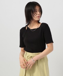 BAYFLOW | [適度な肌見せ]レイヤードライクリブ半袖T(Tシャツ/カットソー)