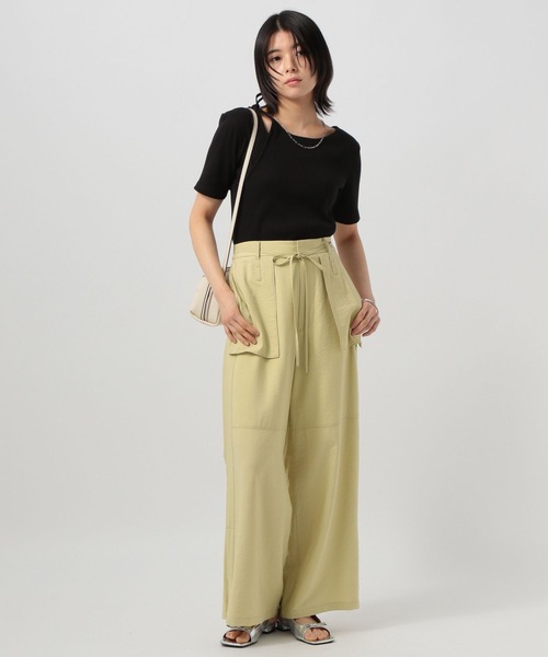 BAYFLOW（ベイフロー）の「[適度な肌見せ]レイヤードライクリブ半袖T（Tシャツ/カットソー・レディース・ブラック/オフホワイト・FREE）」の5枚目の写真