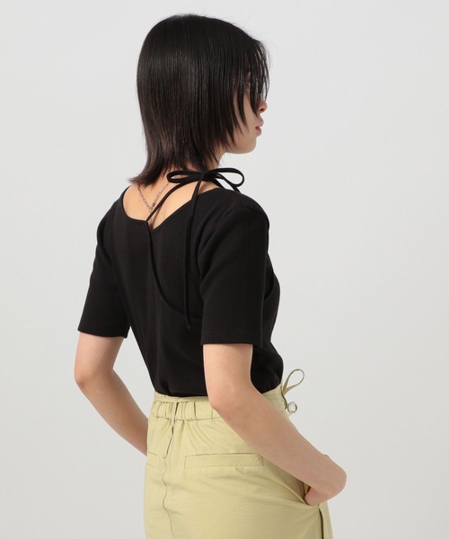 BAYFLOW（ベイフロー）の「[適度な肌見せ]レイヤードライクリブ半袖T（Tシャツ/カットソー・レディース・ブラック/オフホワイト・FREE）」の6枚目の写真