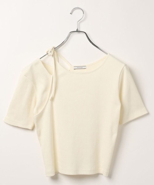 BAYFLOW（ベイフロー）の「[適度な肌見せ]レイヤードライクリブ半袖T（Tシャツ/カットソー・レディース・ブラック/オフホワイト・FREE）」の7枚目の写真