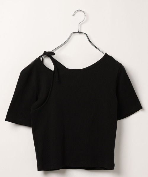 BAYFLOW（ベイフロー）の「[適度な肌見せ]レイヤードライクリブ半袖T（Tシャツ/カットソー・レディース・ブラック/オフホワイト・FREE）」の8枚目の写真